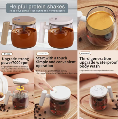 Order today and you will receive 2 fully automatic self-cleaning glass mixing cups. Press with one hand to open. Suitable for making herbal tea and mixed drinks. Completely waterproof and easy to clean. Long battery life. Available in milk color and apricot color. The glass-like texture has high appearance quality. Suitable for use in offices and homes. It will make your hands feel cool when drinking.