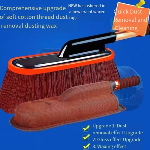 Order today and you will receive 2 nano dust removal stretchable car wax brushes. The nano wax soaked in cotton thread is soft and protects the paint. During cleaning, it can apply wax simultaneously to brighten the surface, achieving dust removal and maintenance in one step. The stretchable handle is suitable for all vehicles, and the non-slip grip is effortless. It can be used all year round for dust removal and comes with a storage bag for portability, saving money and being convenient.