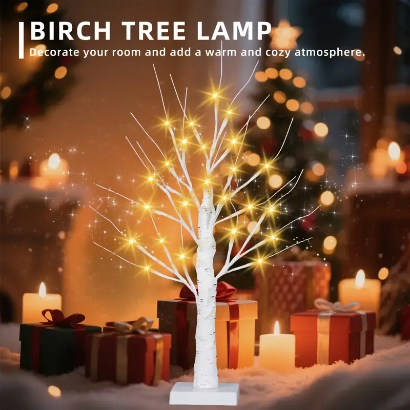 LED Birch Tree Light Tabletop Bonsai Battery Powered With 24 Led Warm White for Indoor Outdoor Decoration Christmas Gifts
