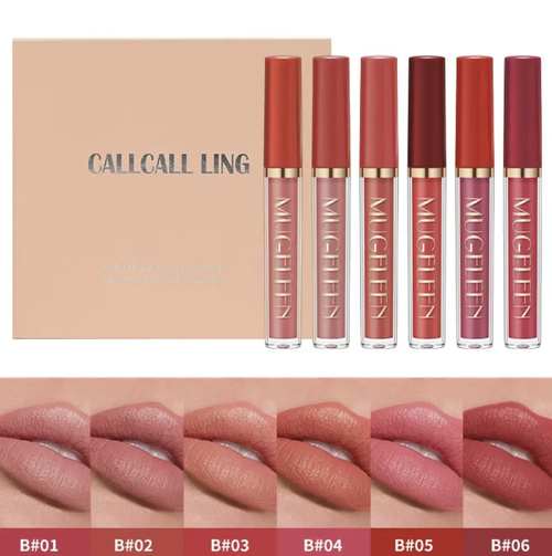 6-piece non-sticky lip gloss set, featuring 6 popular color palettes, suitable for all scenarios of makeup. Smooth and easy to apply without drying out. The matte and glossy finish is elegant. It doesn't stain the cup or fade the color. Long-lasting and adheres well. The exquisite gift box packaging makes it suitable for both personal use and as a gift. It allows for effortless creation of various lip makeup looks.
