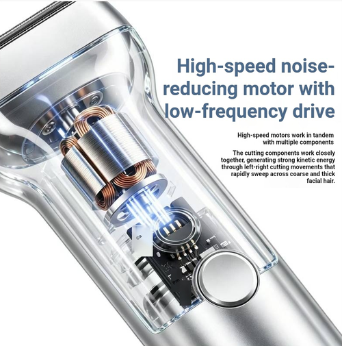 This reciprocating electric shaving kit features smooth power output and a fine mesh blade that precisely fits the face to trim facial hair. It is rechargeable and wireless, allowing for full-body washing. The blade can be directly rinsed and cleaned. The device is compact and portable, with a single-button control. It is suitable for men to groom their beards at home or on the go. It keeps the face clean and tidy.