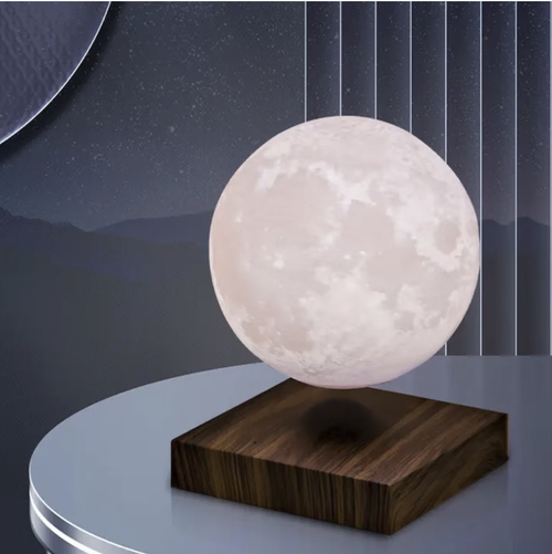Magnetic levitation 3D lunar atmosphere lamp, simulating the texture of the lunar surface, the sphere is suspended and rotates freely, with adjustable multi-color soft light. The wooden base replica is stable and versatile, suitable for various occasions. It can be plugged in for long-term use and also serves as a desktop ornament or bedroom night light. This innovative black technology design is an excellent choice for gift-giving on Teacher's Day or birthday.