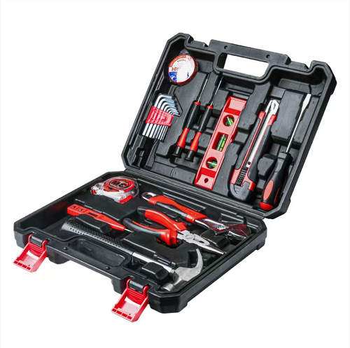 The multi-functional toolbox set includes 12 commonly used tools. Made of high-carbon steel, it is durable and anti-slip. It is suitable for daily maintenance, DIY assembly and other scenarios. The accompanying high-molecular storage box is shock-resistant and has separate compartments for storage. The hand-held design makes it portable and easy to carry. This set can solve household problems and is a practical and useful item for enhancing the convenience of life.