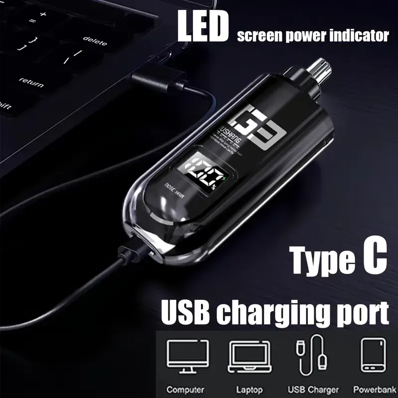 USB Rechargeable Mini Electric Nose Hair, Ear, Eyebrow Trimmer