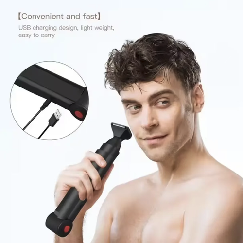 USB charging dual-head electric hair trimmer, with a long handle design, can easily trim body hair on the back. It comes with two interchangeable blades (wide and narrow) to suit large areas and detailed local hair trimming. One-button operation, the blade can be removed for cleaning, and comes with a cleaning brush. It is suitable for daily body hair trimming, portable and easy to store. It is an auxiliary tool for personal body care.