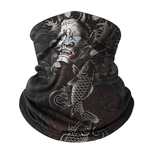 National trend tattoo style sun protection set. Made of ice silk fabric, it offers cool and breathable comfort. With UPF 50+ protection, it effectively blocks ultraviolet rays. The ice sleeves and face mask provide dual protection. It has high elasticity and fits snugly without being tight. The printed design is eye-catching and stylish. It is suitable for various outdoor activities such as fishing and cycling, and is a practical choice for outdoor travel.