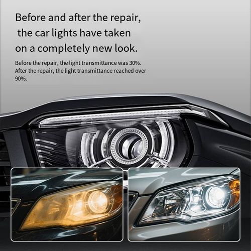 Order today and you will receive 3 bottles of car headlight refurbishing, crystal coating, yellowing removal and cleaning restoration solution. This formula is easy to apply without sanding and is suitable for repairing any aged or discolored headlights of any vehicle. It can eliminate stubborn yellowing in a short time and achieve showroom-level luster through a durable coating sealant. You can use it at home without the need for expensive store services.