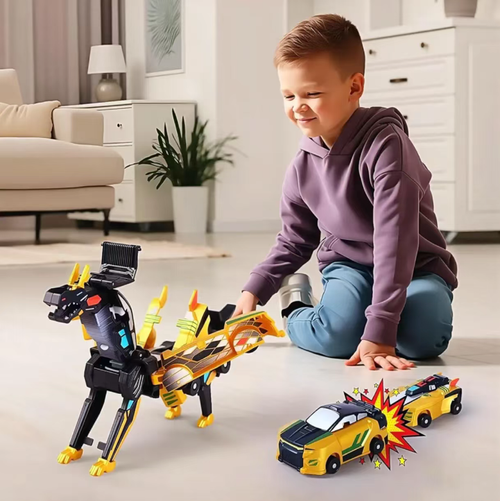 Two cars collide and the magnetic connector comes together, instantly transforming into a cool flying horse and triggering lighting effects. The gameplay is novel. The ABS environmentally friendly material is shock-resistant and has no burrs. It helps improve hand-eye coordination and spatial thinking. It supports two-player interaction and is the preferred choice for children to play with or as a gift.