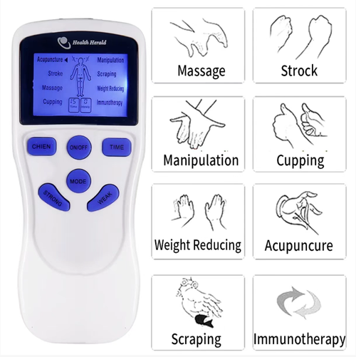This pulsating massage device is a home-based massage assistant. The skin-friendly electrode pads can be applied to areas such as the shoulders, neck, waist and back that are sore and tense. It has 8 modes that imitate professional techniques like acupuncture and massage. It can be adjusted in intensity via remote control and has a timer function. It is suitable for office workers, sports enthusiasts and elderly people. It can help relieve stiffness and relax the body at any time.