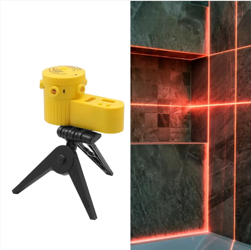 5-in-1 Laser Leveling Instrument, featuring 5 laser modes including cross, vertical, and water level. It can precisely level surfaces for tiling, framing, and hanging decorations. The detachable modular design with a clamp on the stand allows for easy portability and stable fixation. The bubble level and LED light are included. Even in low light conditions, it can be used. Lightweight and durable, essential for decoration or DIY projects!