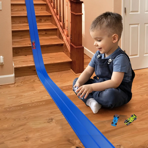 This versatile track vehicle toy can be freely assembled into various tracks such as straight roads and curves, and is compatible with multiple toy vehicles. It can help children develop DIY creativity, spatial thinking and hand-eye coordination. It can be played indoors or outdoors and is made of durable materials. It is a great toy for parent-child interaction that can stimulate children's imagination and improve their motor skills.