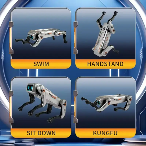Intelligent bionic robot dog, featuring intelligent voice control, dual remote control, capable of performing various bionic movements such as lying down, standing up, and martial arts, and also able to simulate handshakes through AI. It has a cool appearance and is made of durable materials, making it a great companion for children's growth and an enjoyable stress-relieving toy for adults. It will take you on an experience of unlocking the future sense of play.