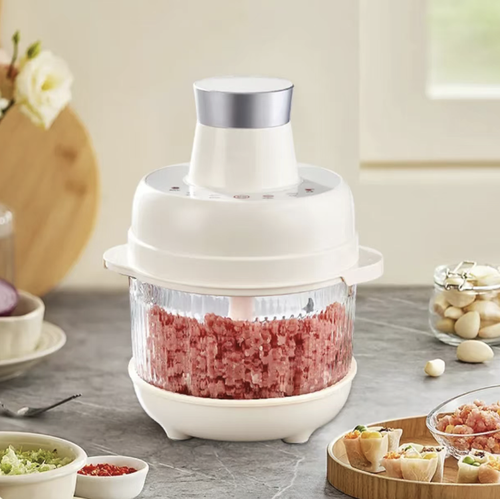 This household multi-functional electric food processor is suitable for both dry and wet ingredients, with multiple speed settings. It is made of food-grade material, which is safe and easy to clean. It can handle tasks such as kneading dough, mincing meat, grinding, and mixing all in one. It is compact and doesn't take up much space. The operation is simple, making it an all-purpose helper for making baby food, allowing you to free up your hands easily.