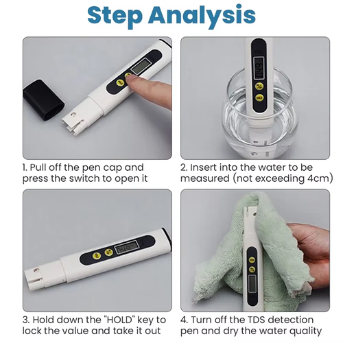 Fast, accurate, and simple, everyone can be a water quality expert. With this water quality test pen, the heavy metal and mineral content in water can be revealed in 10 seconds, so you no longer have to guess blindly when drinking water.