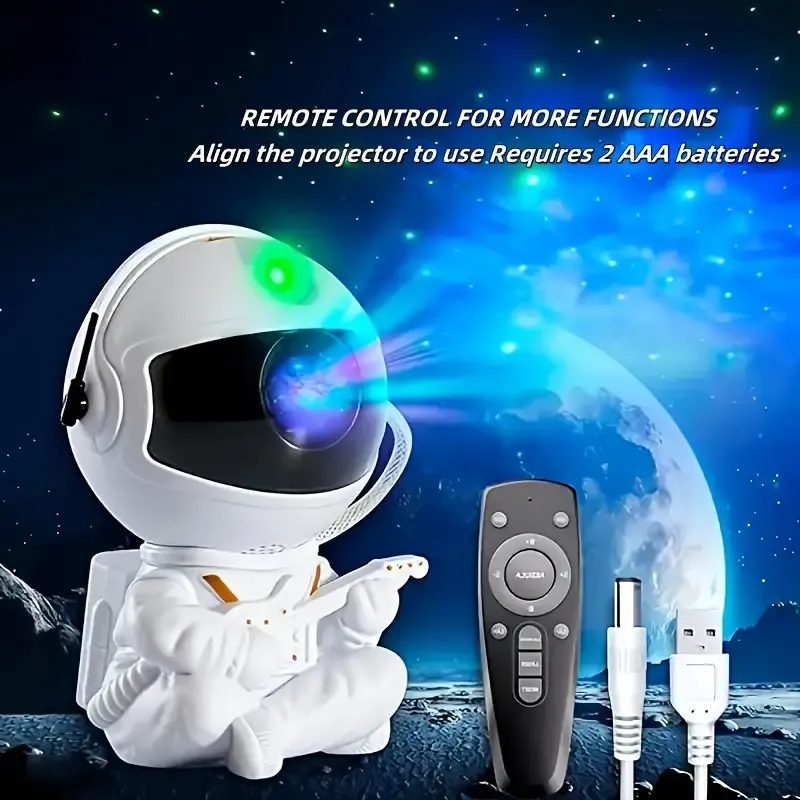 Muti-color Aurora Galaxy Projector Multifunctional Star Night Lamp Remote Control Sitting Astronaut Projector Light for Bedroom