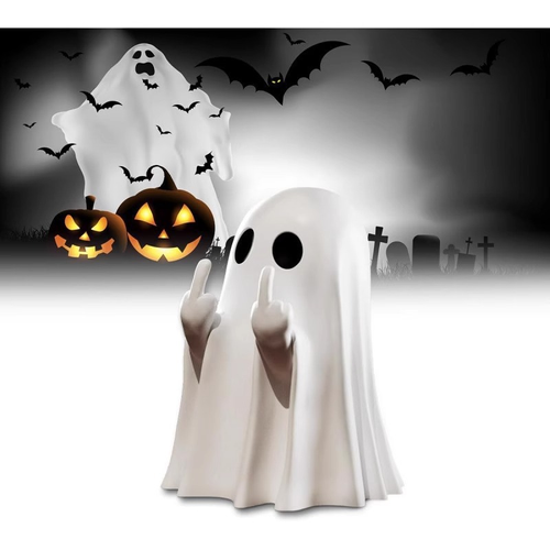 Halloween Phone Stand Cute Funny Spooky Middle Fingerphone Holder Resin Ghost Figurine Halloween for Home Party Mobile