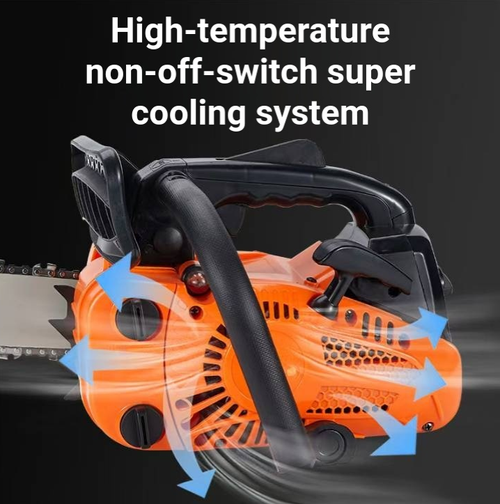 25CC two-stroke gasoline small chain saw, equipped with 12-inch guide bar, automatic chain lubrication, lightweight and portable body. Anti-slip dual handles with safety guard plate, stable power, suitable for yard pruning, small path logs, and firewood cutting. Suitable for ordinary household users, garden maintenance personnel to handle small-sized wood cutting and branch trimming work. Suitable for home garden maintenance.