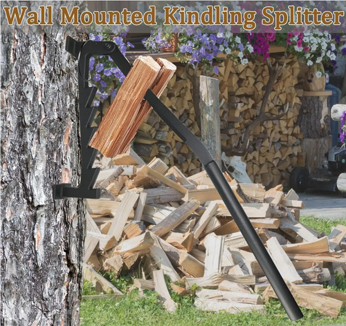 Manual wood splitter, a labor-saving tool for preparing firewood. Lever + adjustable handle design. Just press down to split wood, 80% more efficient than a hammer. Slot + lock for anti-slip rebound. Suitable for both beginners and experts. Reinforced metal, durable and sturdy. Foldable and wall-mounted, portable and doesn't take up space. Transform splitting wood from a tiring task to an easy one.