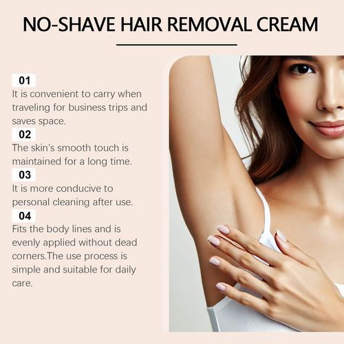 Gentle and moisturizing quick hair removal cream, with coconut and avocado extracts. It can remove underarm, leg and arm, and lip area hair in just 5 minutes. The hair is removed completely without leaving any black dots. It inhibits hair growth and also moisturizes the skin. It is friendly to sensitive skin. Order today and get 2 bottles! No pain from shaving, cost savings. Wear revealing outfits and feel smooth without any awkwardness. Easily achieve silky skin!