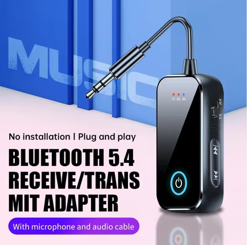 This Bluetooth receiver-transmitter adopts Bluetooth 5.4 technology and is plug-and-play. It can upgrade old speakers, wired headphones and other devices to wireless ones. It supports both receiving and transmitting modes and can also be used for hands-free calls while driving. The transmission is stable and the sound quality is high, allowing for easy realization of wireless audio freedom.