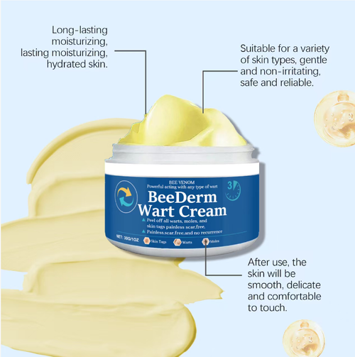 The bee venom has precise effects and will not harm the skin. This cream has a good texture and is easily absorbed. If you place an order today, you will receive 3 bottles of the powerful bee venom wart-removing cream for skin diseases. It can remove warts and hydrate the skin, while also relieving redness and swelling. It can smooth out blemishes on the elbows, neck and back of the hands, providing a smoother and more delicate skin texture.
