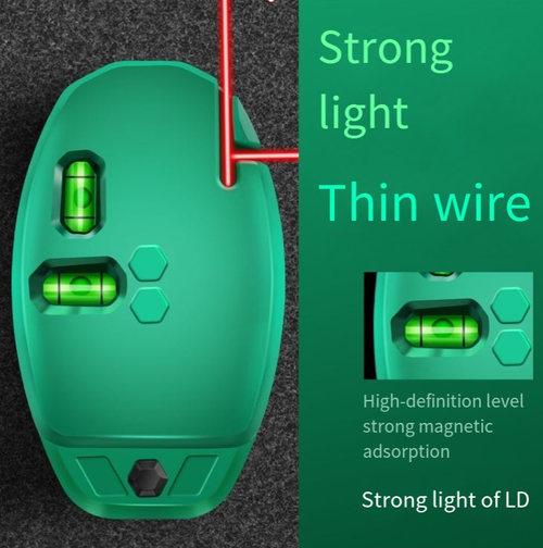 This green light level meter has visible strong light, featuring dual leveling bubbles and intelligent leveling adjustment. It boasts extremely precise measurement to the minutest detail. The compact and portable design allows for strong magnetic adhesion, freeing your hands. It is suitable for construction, home decoration, outdoor debugging, etc., ensuring that every construction is perfectly level in all directions. It is a precise guarantee of professionalism and quality.