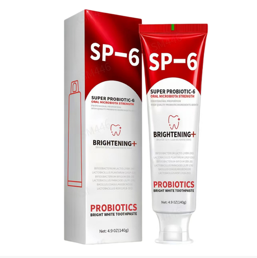 Order today and you will receive 5 bottles of SP-6 Probiotic Toothpaste. It contains various probiotics and helps balance the bacterial population in the mouth. Its smooth paste can produce thick foam, effectively cleaning the gaps between teeth and removing external stains on the tooth surface. It also freshens the breath. The large-capacity soft tube packaging is suitable for daily oral care in the morning and evening.