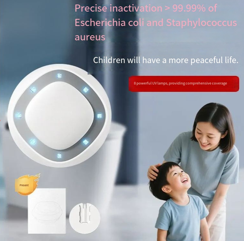 Toilet sterilization and disinfection device, UV ultraviolet sterilization rate 99.99%, covers crevices and dead corners, and simultaneously eliminates odors. The lid is automatically activated upon closing, eliminating the need for manual operation and providing great convenience. It is compatible with most toilets. No need to frequently clean the toilet. With just one click, maintain the cleanliness of the bathroom and easily protect the health of your home!