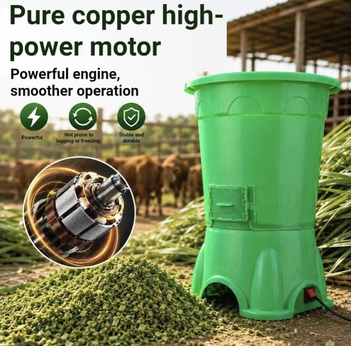 Bucket-type electric vegetable chopper is suitable for crushing green vegetables and cabbages for home farming, as well as for making poultry green feed. The thick plastic bucket body is easy to operate, with one-button start and stop, a large feeding port, and uniform chopping of vegetable leaves. It is convenient to clean and occupies a small space. It is a practical tool for small-scale farmers to handle green feed.