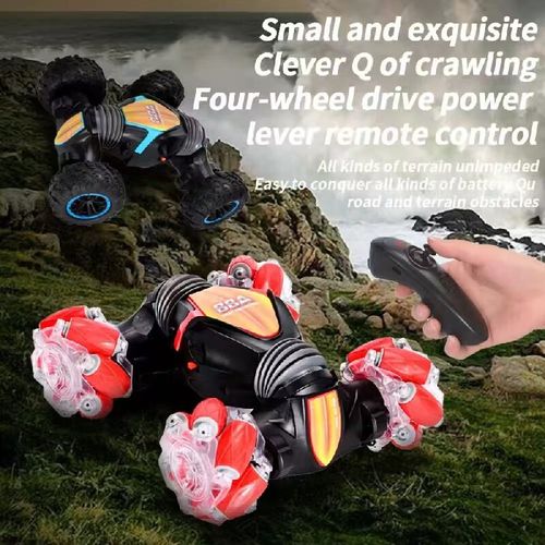 Gesture-Controlled All-Terrain RC Stunt Car with Cool LED Lights, 4WD Off-Road Twisting Truck Featuring Double-Sided Driving, 360° Spins & Drifts, Dual Remote Modes for Flexible Operation, Anti-Slip Transparent Wheels with Dynamic Lighting, 8cm High Ground Clearance for Rough Roads, Durable & Rechargeable, Ideal Outdoor & Indoor Toy for Boys & Girls Who Love Adventure