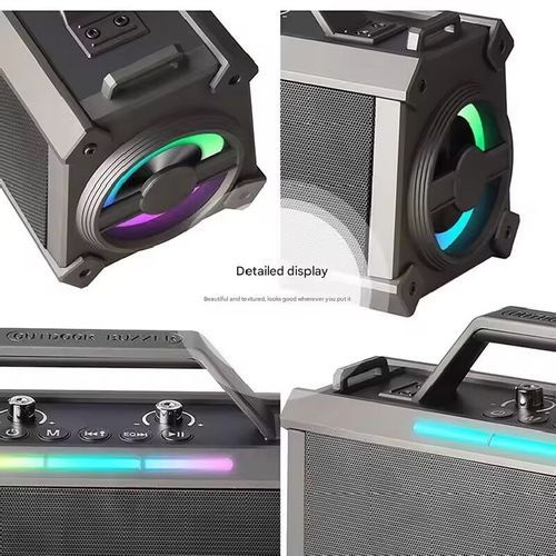 Thunderous Sound Dual-Microphone Audio System - A multi-functional party gadget that doubles as a speaker, dual-microphone karaoke device, and ambient light. It features exclusive heavy bass amplification that doubles the sound field, with rhythmic colored lights. The handle makes it portable, has sufficient battery life, and is compatible with various external playback scenarios. It saves space while providing maximum enjoyment.