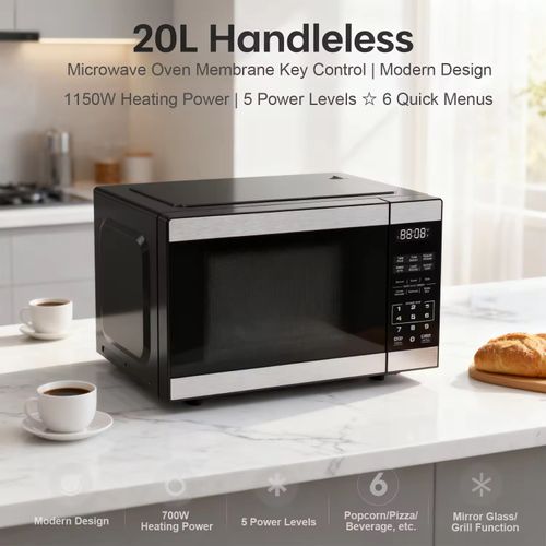 This multi-functional intelligent touch-screen microwave oven is equipped with a high-definition touch screen and multiple modes of intelligent menus. It supports efficient heating and precise defrosting, and can be operated with a single click. Its compact design is suitable for small-sized apartments, allowing for easy cooking, defrosting and baking. It is an all-round cooking tool for modern kitchens and apartments, providing convenience and peace of mind.