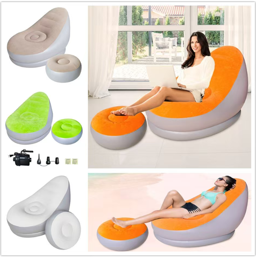 Shipping Air Pump The plush inflatable lazy sofa is soft and elastic, providing a non-collapsing feel. The plush fabric is skin-friendly and does not stick to sweat. The inflation and deflation process is convenient and hassle-free. When folded, it can be stuffed into a bag without taking up much space. It is suitable for various scenarios such as renting houses, camping, and balconies. Once set up, you can enjoy a completely relaxed and comfortable sitting experience.
