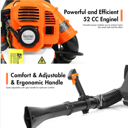 Powered by a powerful engine, it can easily sweep fallen leaves, snow and sand. Its efficiency is ten times higher than that of manual operation. The backpack design distributes the weight evenly, and the soft grip handle along with the easy-start two-stroke engine make it comfortable to use for a long time. The metal body is durable and suitable for use in gardens, properties, greenhouses, emergency fire fighting. It is an efficiency-enhancing tool that makes heavy tasks easier.