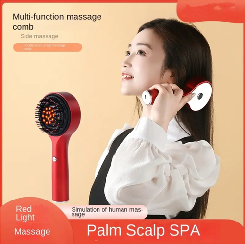 Multifunctional red light massage comb, scalp's palm SPA master, red light waves nourish the scalp, imitate human hand massage to relieve tension and discomfort, promote circulation, wireless and portable, comb teeth are soft and do not pull hair, making the scalp rejuvenated and the hair fluffy.