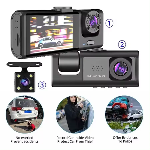 The three-lens dashcam, with panoramic vision + smart mobile connection, maximizes driving safety and makes every trip safe and worry-free. The three lenses work together to leave no blind spots. The mobile phone is connected with one button, and the operation is ridiculously convenient.