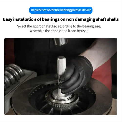Automobile bearing installation tools, 8 types of installation plates + guide rods, suitable for bearings of various models. 6061 aluminum alloy with anodized treatment, resistant to rust and wear. The pressing force is evenly distributed to avoid damage. It is more stable than the knocking method and easier for beginners to operate. The tools are classified and stored in a toolbox for portability.