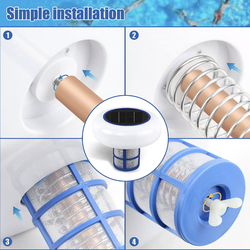 Solar-powered floating swimming pool water purification equipment is powered by solar energy and does not require wiring or electricity consumption. It floats on the water surface and operates continuously. It purifies the water body and significantly reduces the use of disinfectant chemicals. The detachable filter screen makes it easy to clean impurities, with low consumable costs, water resistance and durability. It is suitable for all types of household swimming pools.
