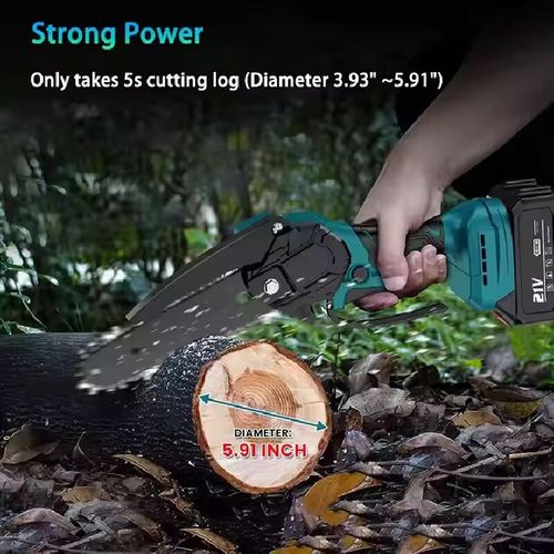 This 8-inch wireless handheld brushless lithium battery saw features a powerful brushless motor, a hardened chain that is sharp and durable. The body is lightweight and can be operated with one hand. The large-capacity lithium battery provides long-lasting power. The safety protection design is well implemented. It is an efficient cutting tool for outdoor logging, garden trimming, and home DIY projects.