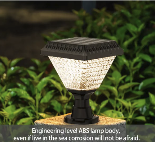 This solar-powered outdoor post-mounted floor lamp is powered by solar energy and has zero electricity cost. It is IP65 waterproof and durable. The transparent crystal lampshade creates a strong atmosphere. It can be installed in two ways - as a post or floor lamp, and the warm light is suitable for use in gardens, yards, and for holiday decorations. It is an all-round choice for outdoor lighting and decoration.