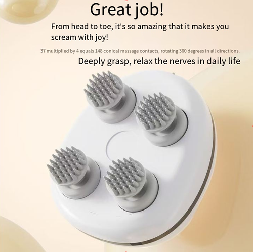 Intelligent head massager is here! It covers all the contact points to massage the acupoints, and has a built-in heating function to promote circulation. Say goodbye to head swelling and shoulder pain. With a quiet design that doesn't disturb others, 10 minutes a day will give your head a comfortable SPA experience, helping you relax every moment.