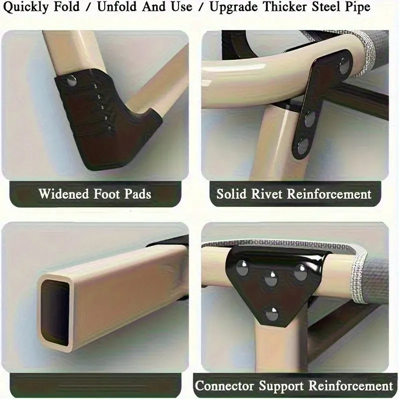 Who says outdoor rest is limited to hard surfaces? This folding bed completely changes your perception of outdoor sleeping. It unfolds flat in a second, withstands strong mountain winds, and can even support a 200-pound man. Whether on a mountaintop, by a stream, or at a campsite, you can relax more comfortably than in your own master bedroom!