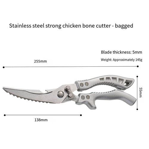 If you place the order today, we will send you a total of 3 ergonomic handle kitchen multi-functional stainless steel bone-cutting knives. They are equipped with an automatic rebound function and a reinforced lever with anti-slip handles. It's easy to cut chicken bones. They are rust-proof, wear-resistant and won't become blunt easily. They can handle various heavy tasks in the kitchen, making food processing more efficient. It's a practical tool.