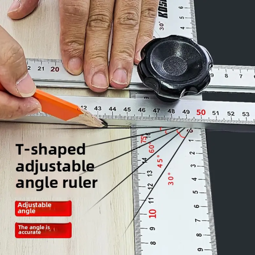 T-shaped Adjustable Angle Ruler: 90cm aluminum alloy ruler, a precision tool for woodworking and decoration. With a T-shaped structure and multi-angle adjustment, it can precisely control to the millimeter level. It is shock-resistant, wear-resistant, and does not cause fatigue when held for a long time. From mortise and tenon to ceiling installation, it helps achieve zero error in craftsmanship and is a reliable partner for artisans to create exquisite works.
