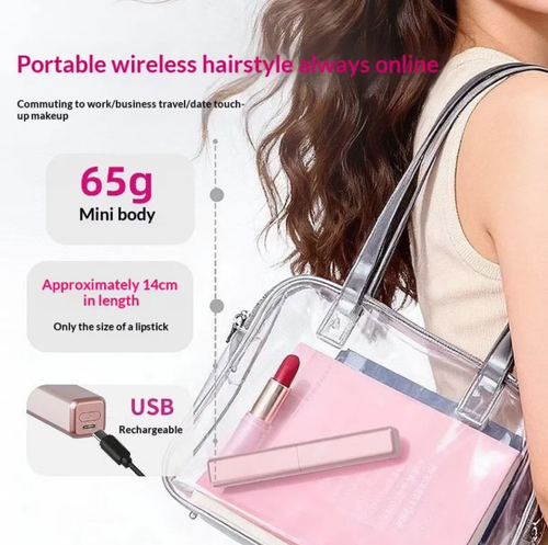 This mini radio hair dryer supports USB charging. The compact design with a protective cover makes it easy to carry around. It has multiple temperature adjustment settings and smooth comb teeth, which can be used to style bangs, straight hair, and slightly wavy hair. The wireless design is not limited by wires, allowing for quick styling whether at home or on the go. The operation is simple. It is a practical accessory for styling hair when going out.