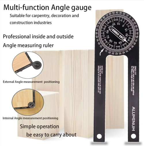 Do you often need to rework due to angle differences when cutting materials and installing corner lines? This horizontal angle gauge features laser-engraved graduations (with precise 0.5-degree accuracy), an aluminum body that is durable and not prone to loosening, and can measure both internal and external angles. It is suitable for woodworking, decoration, and DIY projects. It is portable and lightweight, allowing you to easily adjust the angle and save time and effort by avoiding rework.