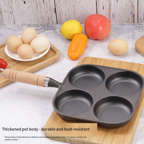 4-Hole Frying Pot Thickened Omelet Pan Non-stick Egg Pancake Steak Cooking Egg Ham Pans Dual Purpose Cookware Pan