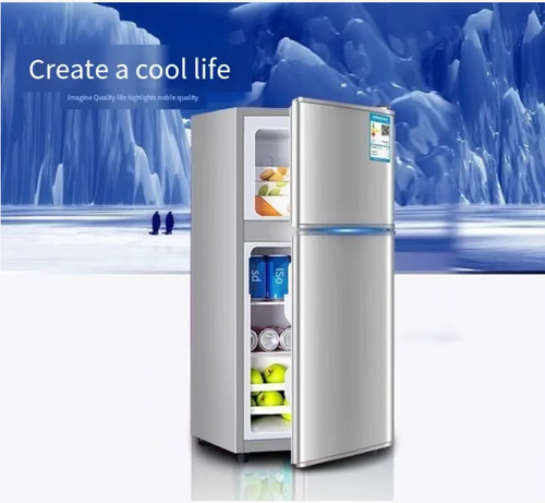 This household double-door refrigerator adopts the air-cooling and frost-free technology, eliminating the need for manual defrosting. The ingredients will not get mixed odors. It has a first-level energy efficiency and saves electricity. It operates quietly without disturbing sleep. The dual-door compartmentalized storage is scientifically designed. The compact body is suitable for small-sized apartments, making it an ideal choice for fresh food storage in small spaces.