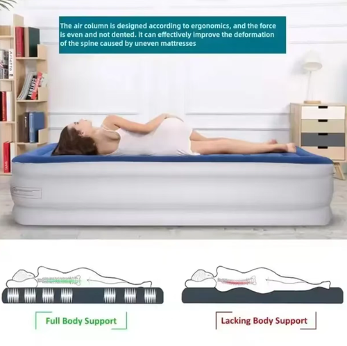 It is equipped with a built-in one-button pump. When inflated, it transforms into a soft sofa. When deflated, it can be stored compactly, saving space. The ergonomic air cushion combined with the thick plush surface is comfortable and does not irritate the waist. It is puncture-resistant, slip-resistant and durable. It is suitable for hosting guests, camping, and renting houses. It instantly transforms into a mattress, making life convenient and comfortable.