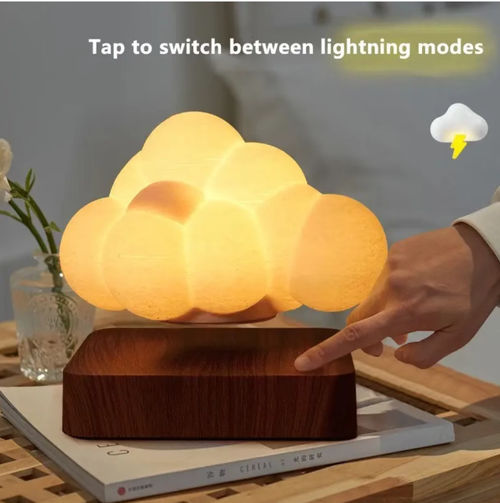Magnetic levitation makes the clouds float on the wooden base, with a matte texture enveloping soft light. Touch control to switch between RGB colors, warm yellow for healing, and gradient for romance. The soft light is not dazzling, and it can be used as both a night light and a decorative piece. It fits well in bedrooms and desks. With a single charge, it has a long battery life. Bring the gentle touch of the clouds into your life. Hurry and place an order to bring it home!